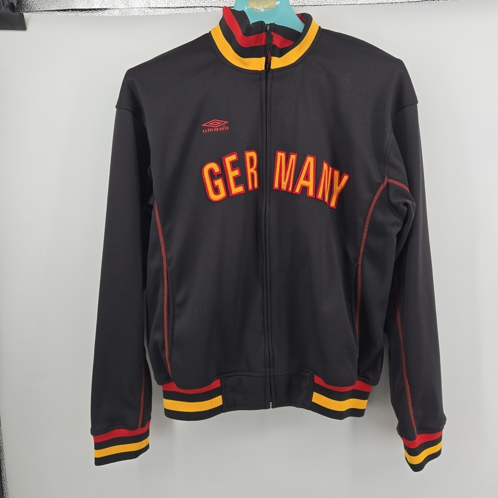 Germany Jacket Mens L Black Red Yellow Track‎ Top Soccer Polyester Umbro Euro